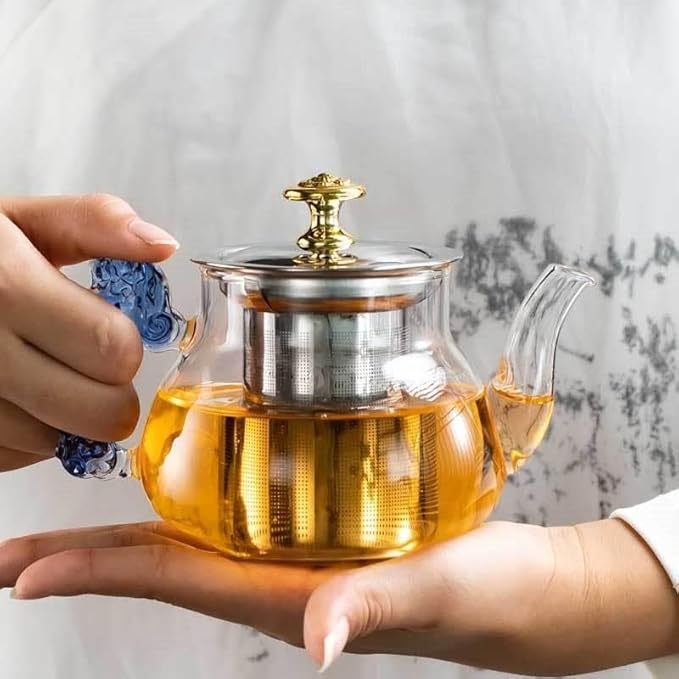 Large Capacity Transparent Tea Kettle with Lid & Handle | 500ml Tea Pot
