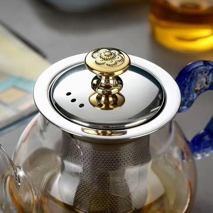 Large Capacity Transparent Tea Kettle with Lid & Handle | 500ml Tea Pot