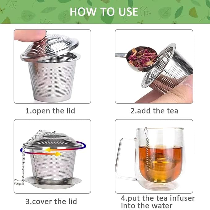 KitchenFest® 304 Stainless Steel Tea Infuser for Loose Leaf Tea Bag | RustFree Locking Infuser Basket - 1 Pcs