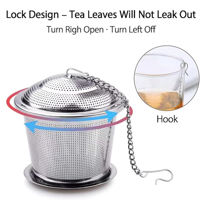 KitchenFest® 304 Stainless Steel Tea Infuser for Loose Leaf Tea Bag | RustFree Locking Infuser Basket - 1 Pcs