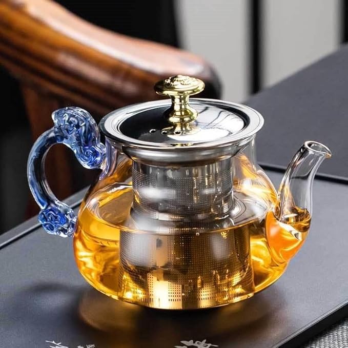 Large Capacity Transparent Tea Kettle with Lid & Handle | 500ml Tea Pot