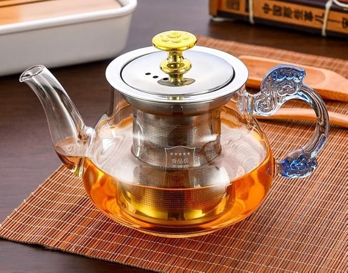 Large Capacity Transparent Tea Kettle with Lid & Handle | 500ml Tea Pot