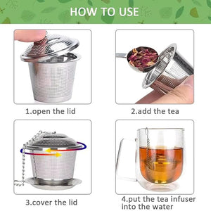 KitchenFest® 304 Stainless Steel Tea Infuser for Loose Leaf Tea Bag | RustFree Locking Infuser Basket - 1 Pcs
