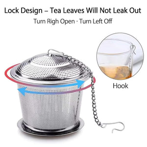KitchenFest® 304 Stainless Steel Tea Infuser for Loose Leaf Tea Bag | RustFree Locking Infuser Basket - 1 Pcs
