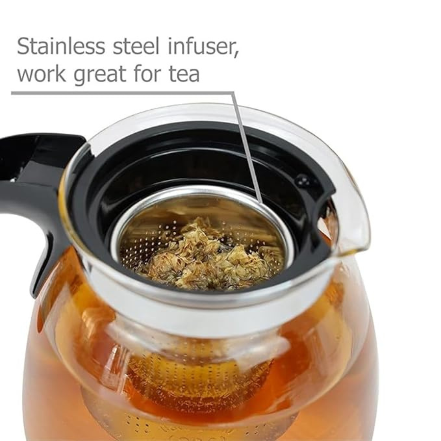 Borosilicate Round Glass Exquisite Tea Pot with Infuser (1000 ml)